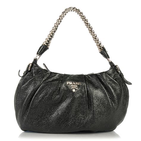 prada cervo pleated leather hobo|Prada Lux Chain Side Pocket Hobo Cervo Leather .